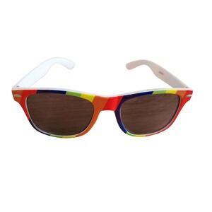 Deep Eddy‎ Vodka Wayfarer Style Sunglasses-White Gloss Frame, Pride Rainbow